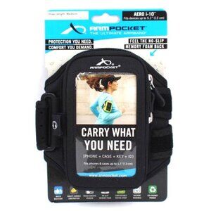 Armpocket Aero i-10 Runners Phone/Key/ID Holder Black With Adjustable Strap NOS